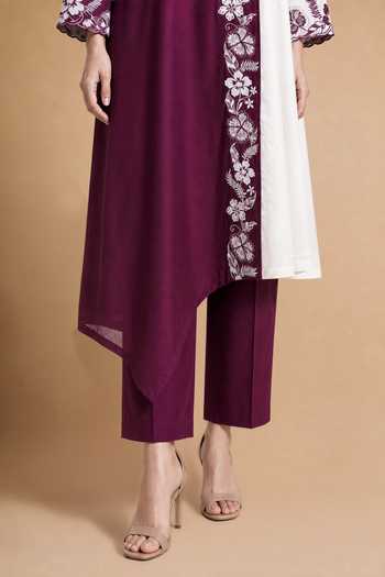 Buy Origani White Chanderi Silk Mandarin Collar, V-neck, Yes Applique Kurta And Pant Set Online at Aza Fashions Buy_Origani_White Chanderi Silk Mandarin Collar, V-neck, Yes Applique Kurta And Pant Set _Online_at_Aza_Fashions