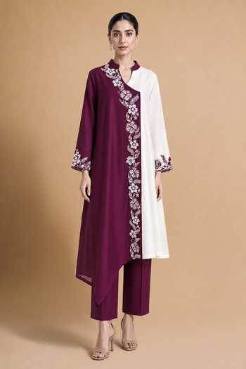 Origani Applique Chanderi Silk Kurta & Pant Set 