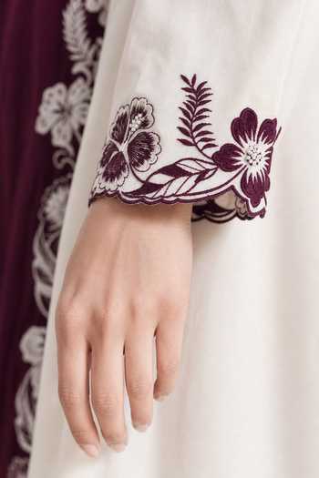 Shop Origani White Chanderi Silk Mandarin Collar, V-neck, Yes Applique Kurta And Pant Set Online at Aza Fashions Shop_Origani_White Chanderi Silk Mandarin Collar, V-neck, Yes Applique Kurta And Pant Set _Online_at_Aza_Fashions