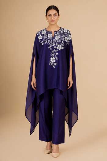 Origani Purple Chanderi Silk Round Neck Applique Work Kaftan And Pant Set Online at Aza Fashions Origani_Purple Chanderi Silk Round Neck Applique Work Kaftan And Pant Set _Online_at_Aza_Fashions
