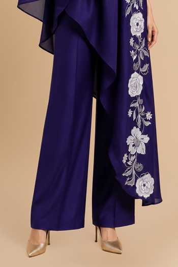 Buy Origani Purple Chanderi Silk One Shoulder Applique Embroidered Kurta And Pant Set Online at Aza Fashions Buy_Origani_Purple Chanderi Silk One Shoulder Applique Embroidered Kurta And Pant Set _Online_at_Aza_Fashions