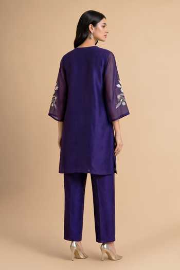 Origani Applique Embroidered Kurta & Pant Set 