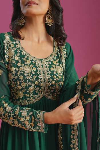 Buy Khwaab By Sanjana Lakhani Green Georgette Scoop Neck Yoke Embroidered Anarkali With Dupatta Online at Aza Fashions Buy_Khwaab By Sanjana Lakhani_Green Georgette Scoop Neck Yoke Embroidered Anarkali With Dupatta _Online_at_Aza_Fashions
