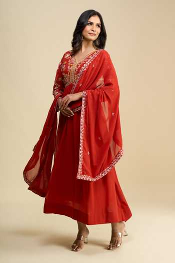 Khwaab By Sanjana Lakhani Floral Embroidered Anarkali With Dupatta 
