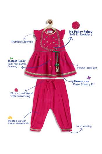 Buy_Tiber Taber_Embroidered Top 80 Plant Based 20 Premium Botom 100 Angarkha And Salwar Set _Online_at_Aza_Fashions