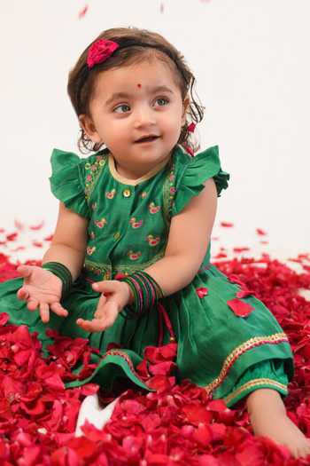 Tiber Taber Chanderi Cotton Silk Angarkha & 100 Percent Viscose Salwar Set 