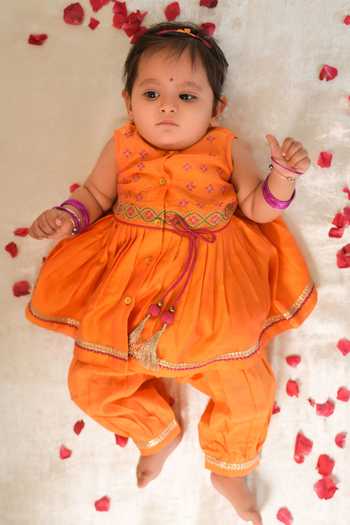 Tiber Taber Embroidered Chanderi Cotton Silk Angarkha & Salwar Set 