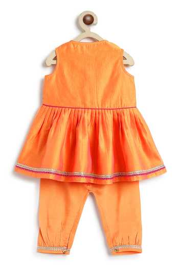 Tiber Taber Embroidered Chanderi Cotton Silk Angarkha & Salwar Set 