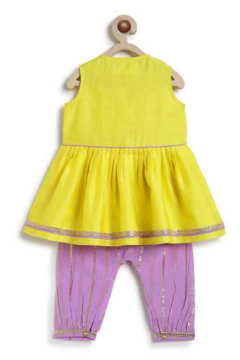 Tiber Taber Embroidered Chanderi Cotton Silk & Viscose Angarkha & Salwar Set 