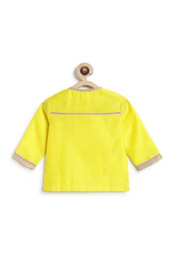 Tiber Taber_Yellow Silk, Chanderi Cotton, Viscose Embroidered Kurta And Dhoti Set _Online_at_Aza_Fashions