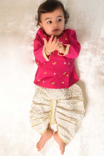 Tiber Taber Embroidered Kurta & Dhoti Set 