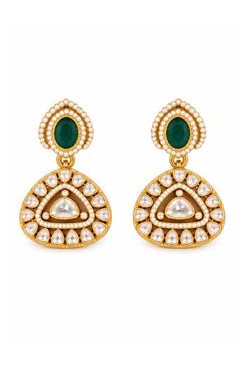 Vivinia By Vidhi Mehra Gold Plated Emerald Kundan Statement Necklace Set Online at Aza Fashions Vivinia By Vidhi Mehra_Gold Plated Emerald Kundan Statement Necklace Set _Online_at_Aza_Fashions