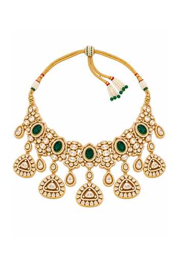 Buy Vivinia By Vidhi Mehra Gold Plated Emerald Kundan Statement Necklace Set Online at Aza Fashions Buy_Vivinia By Vidhi Mehra_Gold Plated Emerald Kundan Statement Necklace Set _Online_at_Aza_Fashions