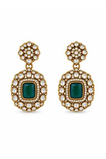 Buy_Vivinia By Vidhi Mehra_Emerald Green Polki Kundan Necklace Set _Online_at_Aza_Fashions