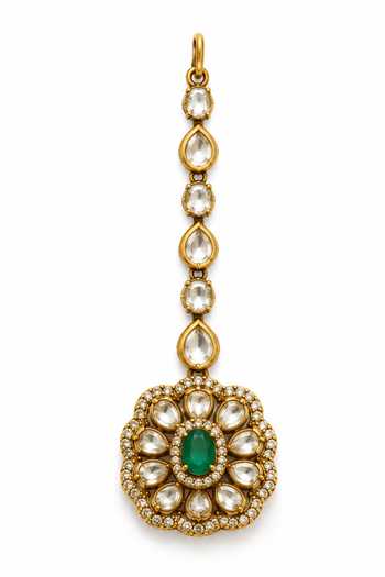 Vivinia By Vidhi Mehra Gold Plated Emerald Kundan Layered Necklace Set Online at Aza Fashions Vivinia By Vidhi Mehra_Gold Plated Emerald Kundan Layered Necklace Set _Online_at_Aza_Fashions