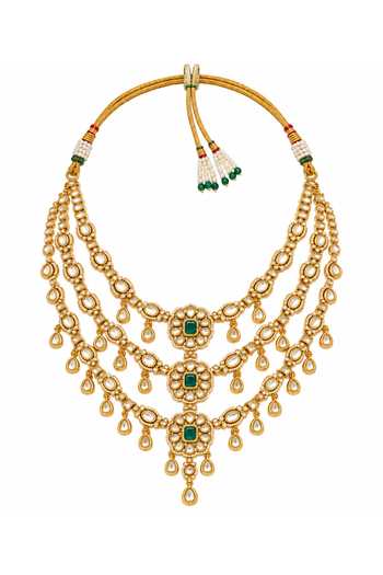 Buy Vivinia By Vidhi Mehra Gold Plated Emerald Kundan Layered Necklace Set Online at Aza Fashions Buy_Vivinia By Vidhi Mehra_Gold Plated Emerald Kundan Layered Necklace Set _Online_at_Aza_Fashions