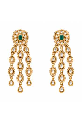 Shop Vivinia By Vidhi Mehra Gold Plated Emerald Kundan Layered Necklace Set Online at Aza Fashions Shop_Vivinia By Vidhi Mehra_Gold Plated Emerald Kundan Layered Necklace Set _Online_at_Aza_Fashions