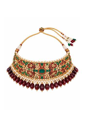 Vivinia By Vidhi Mehra Gold Plated Multicolor Kundan Choker Necklace Set Online at Aza Fashions Vivinia By Vidhi Mehra_Gold Plated Multicolor Kundan Choker Necklace Set _Online_at_Aza_Fashions