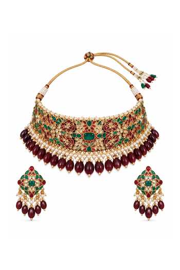 Vivinia By Vidhi Mehra Multicolor Kundan Choker Necklace Set 