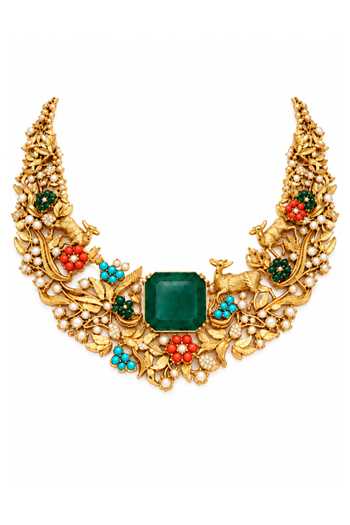 Buy Vivinia By Vidhi Mehra Multi Color Stone Nature Motif Necklace Set Online at Aza Fashions Buy_Vivinia By Vidhi Mehra_Multi Color Stone Nature Motif Necklace Set _Online_at_Aza_Fashions