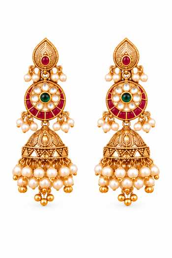 Buy_Vivinia By Vidhi Mehra_Green Antique Gold Kundan Necklace Set _Online_at_Aza_Fashions