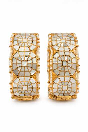 Vivinia By Vidhi Mehra Pearl Kundan Mosaic Bangles