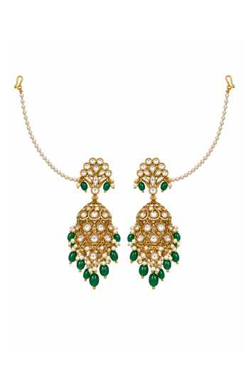 Vivinia By Vidhi Mehra Kundan Pearl Ear Chain Earrings 