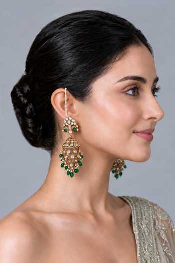 Vivinia By Vidhi Mehra Kundan Pearl Ear Chain Earrings 