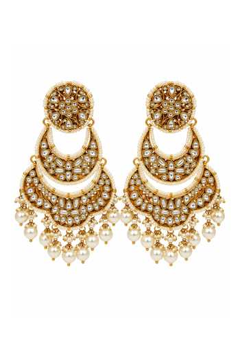 Vivinia By Vidhi Mehra Pearl Kundan Chandbali Earrings