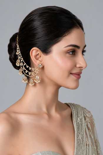 Vivinia By Vidhi Mehra Pearl Kundan Layered Ear Chain - 1 Pair