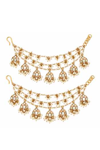 Vivinia By Vidhi Mehra Pearl Kundan Layered Ear Chain - 1 Pair