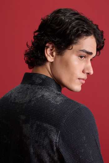 Zazu Black Cotton Charcoal Haze Kurta Set at Aza Fashions Zazu_Black Cotton Charcoal Haze Kurta Set _at_Aza_Fashions