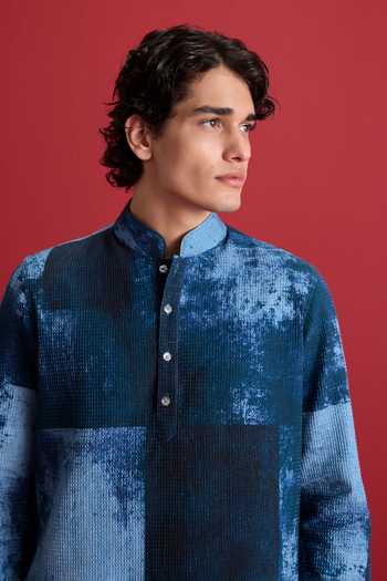 Shop Zazu Blue Cotton Indigo Haze Kurta Set Online at Aza Fashions Shop_Zazu_Blue Cotton Indigo Haze Kurta Set _Online_at_Aza_Fashions