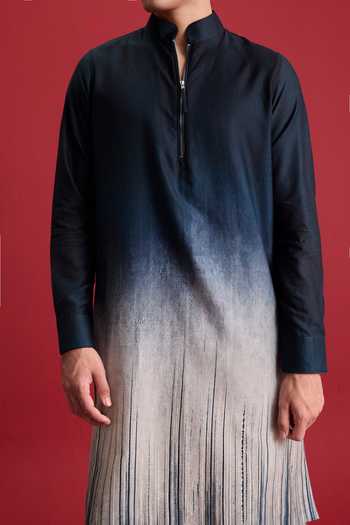 Buy Zazu Ivory Cotton Satin Navy Ombre Kurta Set Online at Aza Fashions Buy_Zazu_Ivory Cotton Satin Navy Ombre Kurta Set _Online_at_Aza_Fashions