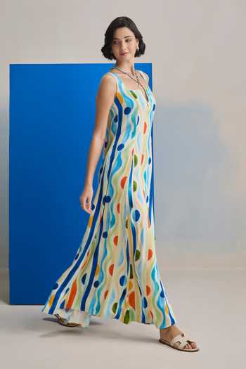 Zazu Blue Satin, Modal Square , Halter , Keyhole Aqua Ripple Maxi Dress Online at Aza Fashions Zazu_Blue Satin, Modal Square , Halter , Keyhole Aqua Ripple Maxi Dress _Online_at_Aza_Fashions