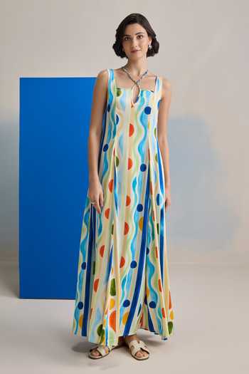 Zazu Aqua Ripple Maxi Dress 