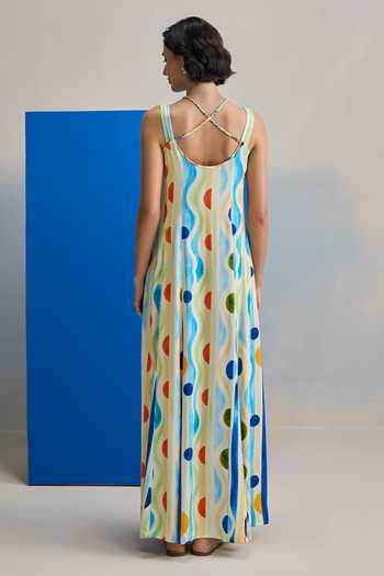 Zazu Aqua Ripple Maxi Dress 