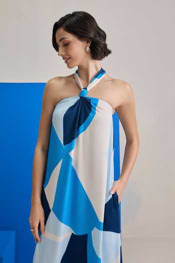Buy Zazu Multi Color Satin, Modal Halter Neck Ocean Wave Maxi Dress Online at Aza Fashions Buy_Zazu_Multi Color Satin, Modal Halter Neck Ocean Wave Maxi Dress _Online_at_Aza_Fashions