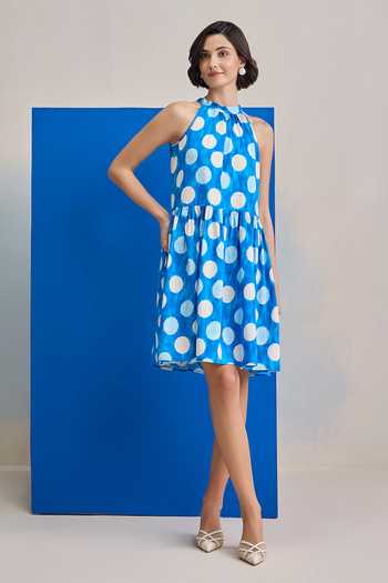 Zazu Cloud Polka Print Short Dress 