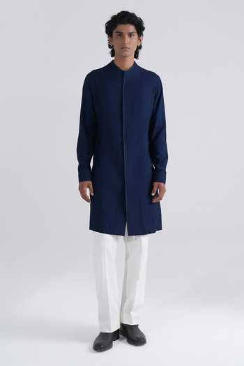 Dhruv Vaish High Neck Front Open Kurta Set 