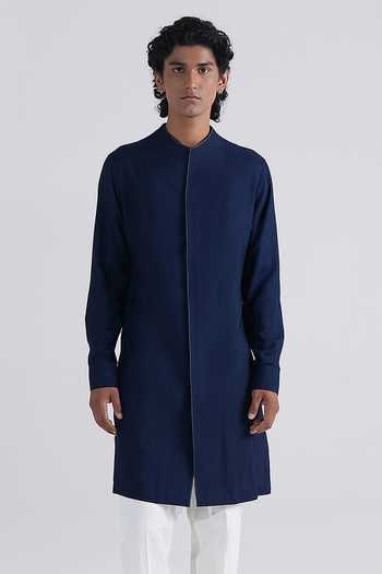 Dhruv Vaish High Neck Front Open Kurta Set 