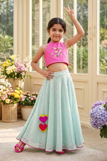 Panchhi By Kanupriya Tibrewala Akshar Embroidered Blouse Skirt Set