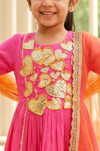 Panchhi By Kanupriya Tibrewala Pink Georgette, Net Chamkili Embroidered Kurta Set Online at Aza Fashions Panchhi By Kanupriya Tibrewala_Pink Georgette, Net Chamkili Embroidered Kurta Set _Online_at_Aza_Fashions