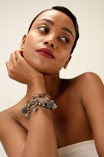 Bijoux By Priya Chandna_Black Smoke Multi-row Bracelet _Online_at_Aza_Fashions