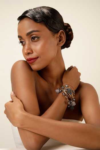 Buy_Bijoux By Priya Chandna_Black Smoke Multi-row Bracelet _Online_at_Aza_Fashions
