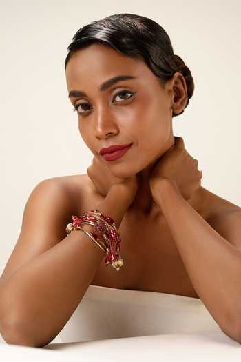 Bijoux By Priya Chandna Initial Ruby Multi-Row Bracelet 