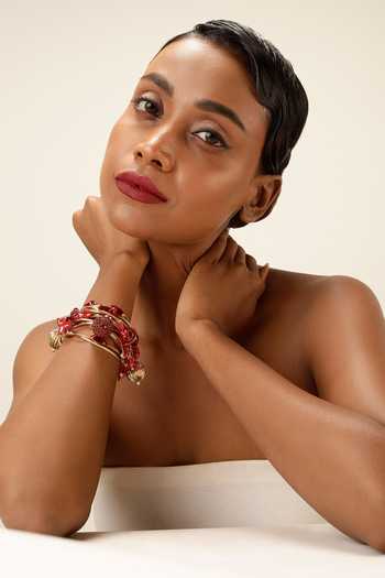 Bijoux By Priya Chandna Red Initial Ruby Multi-row Bracelet Online at Aza Fashions Bijoux By Priya Chandna_Red Initial Ruby Multi-row Bracelet _Online_at_Aza_Fashions
