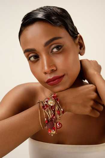 Buy Bijoux By Priya Chandna Red Initial Ruby Multi-row Bracelet Online at Aza Fashions Buy_Bijoux By Priya Chandna_Red Initial Ruby Multi-row Bracelet _Online_at_Aza_Fashions