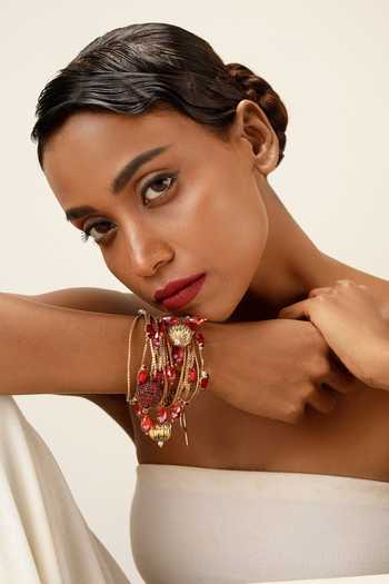 Bijoux By Priya Chandna Initial Ruby Multi-Row Bracelet 