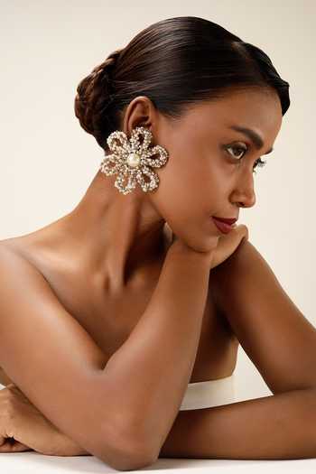 Bijoux By Priya Chandna Pearl Bloom Stud Earrings 